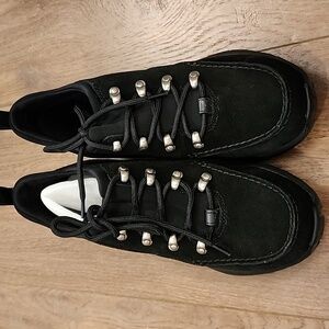 Lands' End Black Suede Hiking Trail Boots Shoes Lace Up #86528 Womens NIB size 7